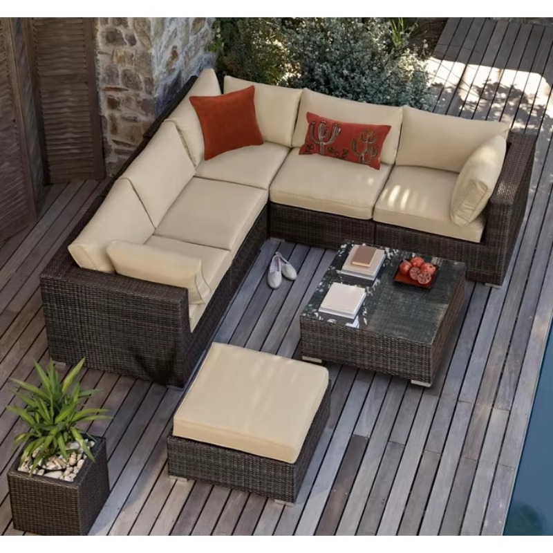 Outdoor Furniture Small - 6 Seater Small Garden Sectional Sofas
