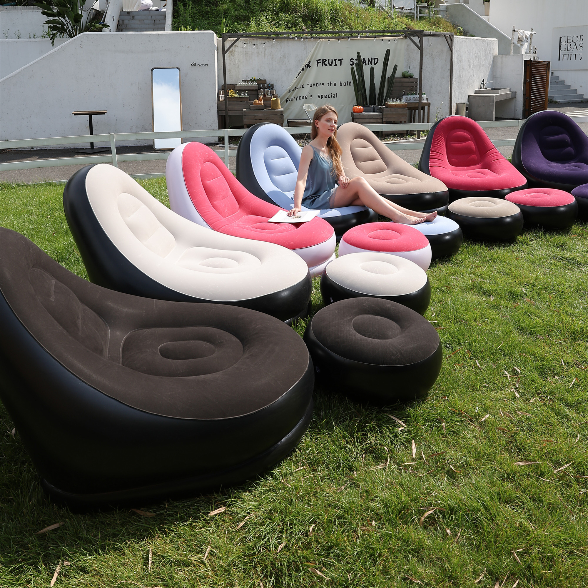 Outdoor Furniture Small - Lazy Couch Sofas Inflatable Chair Foldable