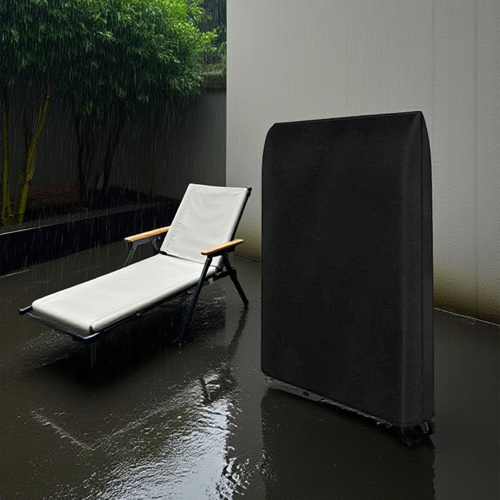 Outdoor Furniture Protector - Garden/Outdoor Folding Chair Cover, Black Waterproof