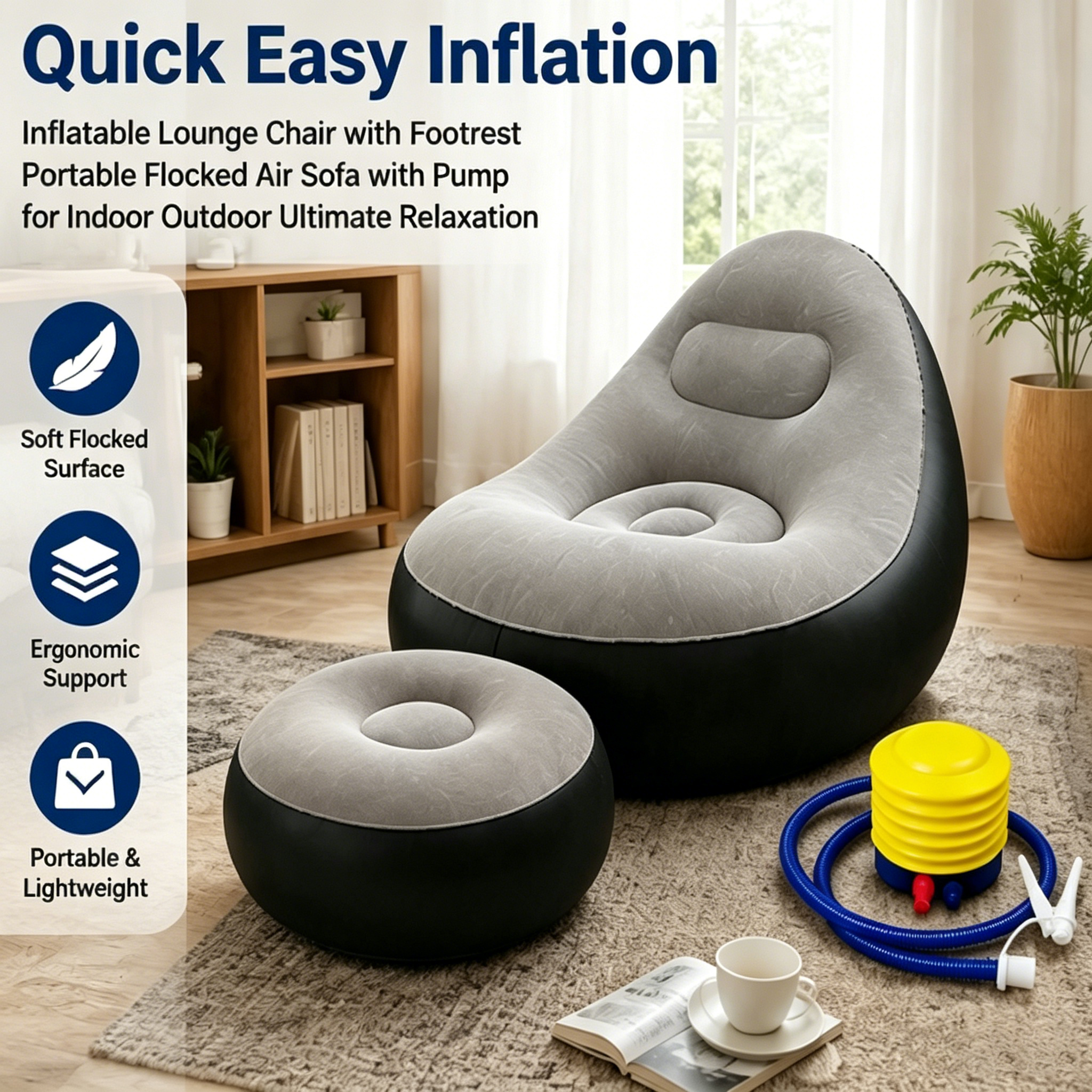Outdoor Furniture Small - Quick Easy InflationInflatable Lounge Chair with