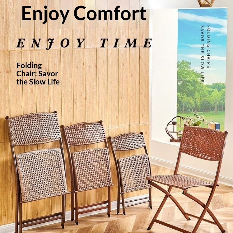 Outdoor Furniture Kitchener - Portable Folding Rattan Dining Chair Stool