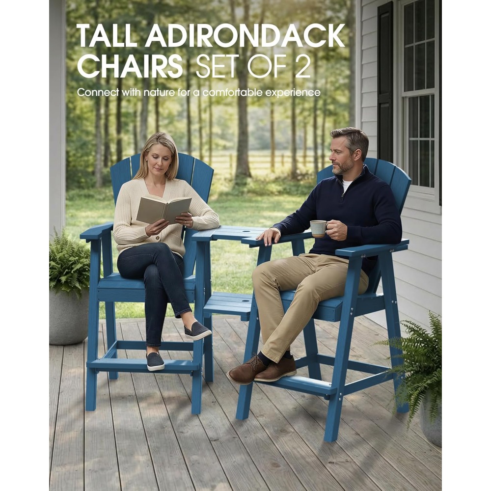 Set of 2 Tall HDPE Adirondack  – обзор и цена Outdoor Furniture Hdpe