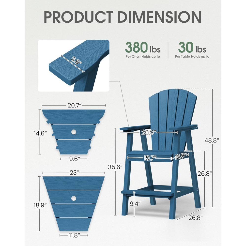 Set of 2 Tall HDPE Adirondack  – обзор и цена Outdoor Furniture Hdpe