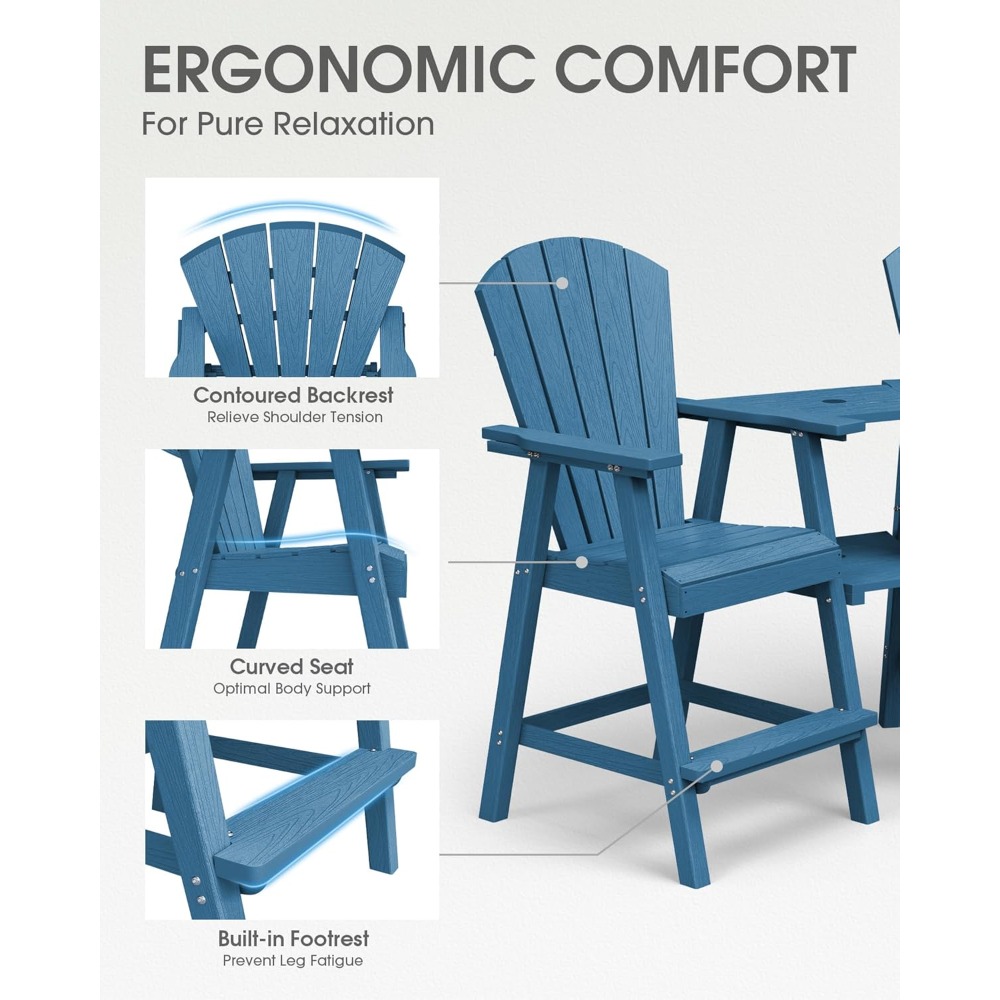 Set of 2 Tall HDPE Adirondack  – обзор и цена Outdoor Furniture Hdpe
